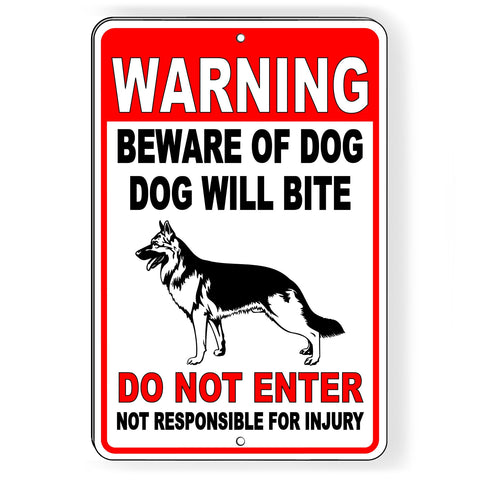 Warning Beware Of Dog   Dog Will Bite Do Not Enter Not Responsible For Injury Metal Sign/ Magnetic Sign / Decal  Security Sbd36