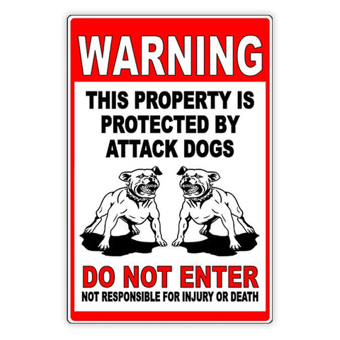 Beware Of Dog Property Protected By Attack Dogs Do Not Enter Sign / Magnetic Sign / Decal  Security Beware Attack Warning Bd029
