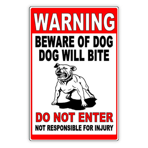 Beware Of Dog Dog Will Bite Do Not Enter Metal Sign/ Magnetic Sign / Decal  / Security / Beware / Attack / Warning Caution Sbd049