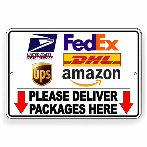 Deliver Packages Here Delivery Instruction Arrows Sign / Decal Usps Si087 / Magnetic Sign