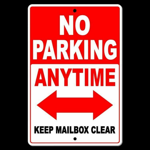 No Parking Anytime Keep Mailbox Clear Double Red Arrow  /  Sign / Decal  Snp033 Street / Towed / Magnetic Sign