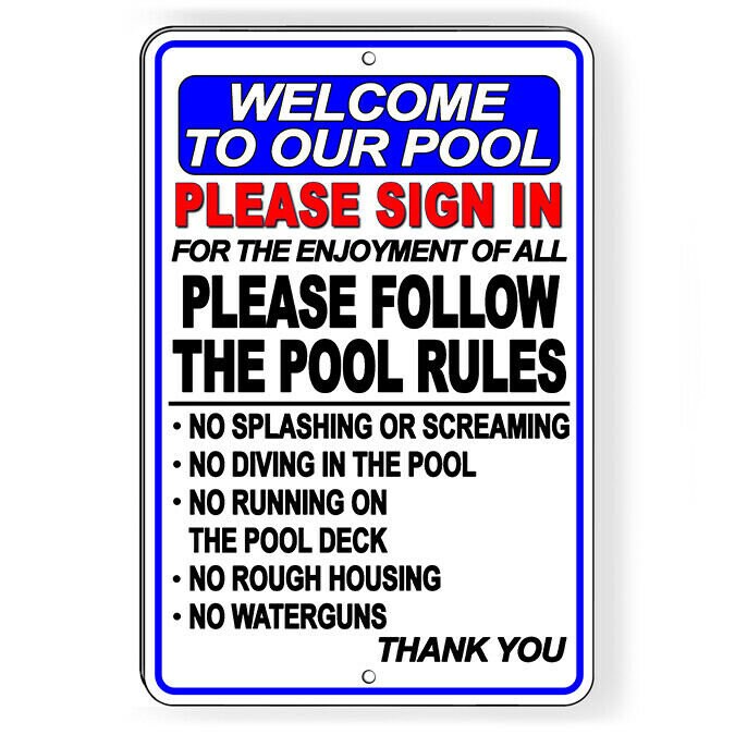 No Running Sign Pool