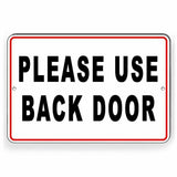 Please Use Back Door Sign / Decal  Warning Delivery Notice Please Knock Sw047 / Magnetic Sign