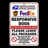Responsive Dogs Do Not Knock Leave Package No Soliciting Sign / Decal  Usps Si038 / Magnetic Sign
