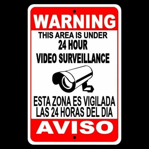 Warning Security 24 Hour Video Surveillance Camera Sign / Decal  English / Spanish Ssp004 / Magnetic Sign