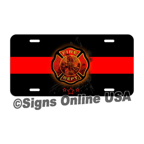 Fire Fighter / Fire Department / Red Line / Volunteer Fire Department / License Plate / Tag / Decal Volunteer Fireman Lf048
