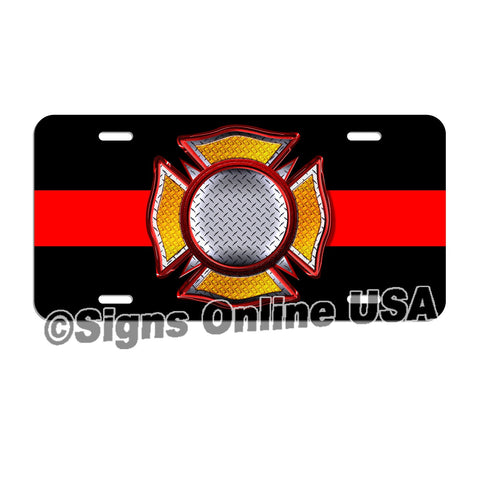 Fire Fighter / Fire Department / Red Line / Volunteer Fire Department / License Plate / Tag / Decal Volunteer Fireman Lf050