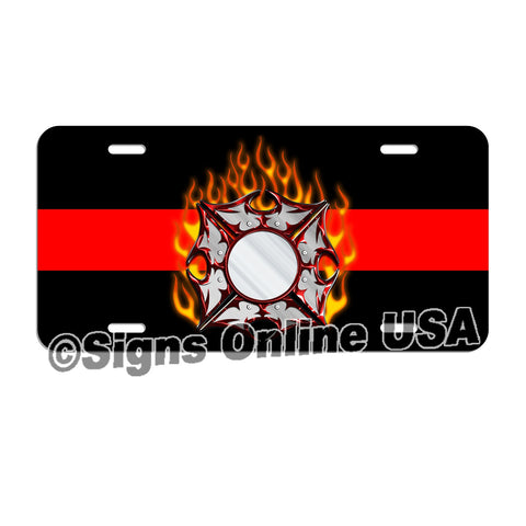 Fire Fighter / Fire Department / Red Line / Volunteer Fire Department / License Plate / Tag / Decal Volunteer Fireman Lf058