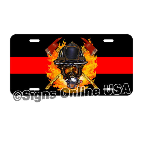Fire Fighter / Fire Department / Red Line / Volunteer Fire Department / License Plate / Tag / Decal Volunteer Fireman Lf059
