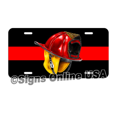 Fire Fighter / Fire Department / Red Line / Volunteer Fire Department / License Plate / Tag / Decal Volunteer Fireman Lf051