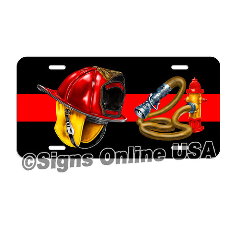 Fire Fighter / Fire Department / Red Line / Volunteer Fire Department / License Plate / Tag / Decal Volunteer Fireman Lf052