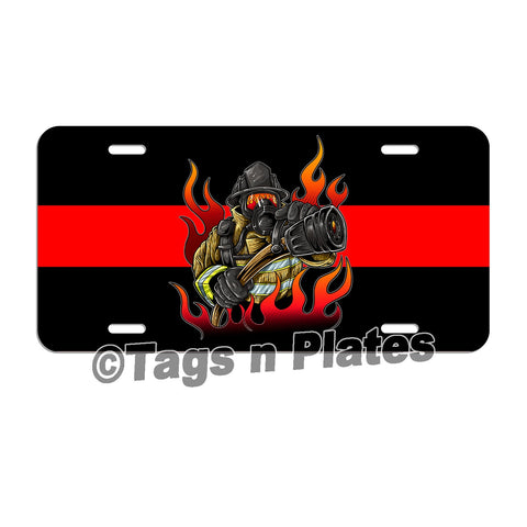 Fire Fighter / Fire Department / Red Line / Volunteer Fire Department / Fire Truck / License Plate / Tag / Decal Volunteer Fireman Lf079