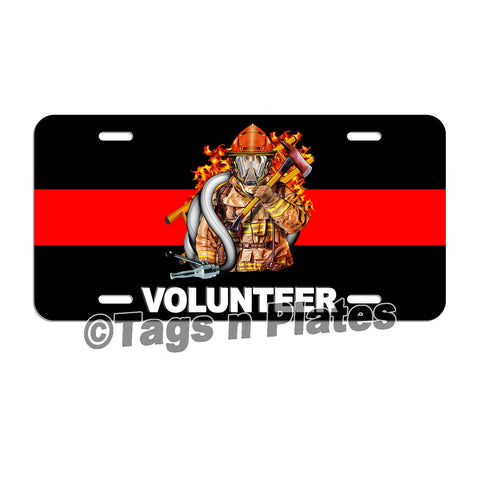Fire Fighter / Fire Department / Red Line / Volunteer Fire Department / Fire Truck / License Plate / Tag / Decal Volunteer Fireman Lf086