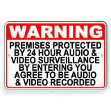 Protected By Recorded Audio & Video Surveillance Metal Sign warning S049