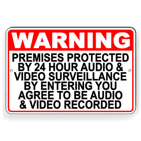 Protected By Recorded Audio & Video Surveillance Metal Sign warning S049