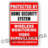 Protected By Home Security System Wireless Video Surveillance Metal Sign Decal