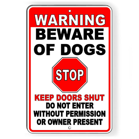 Sign Or Decal Beware Of Dog Will Bite Security Attack Guard Warning Protected