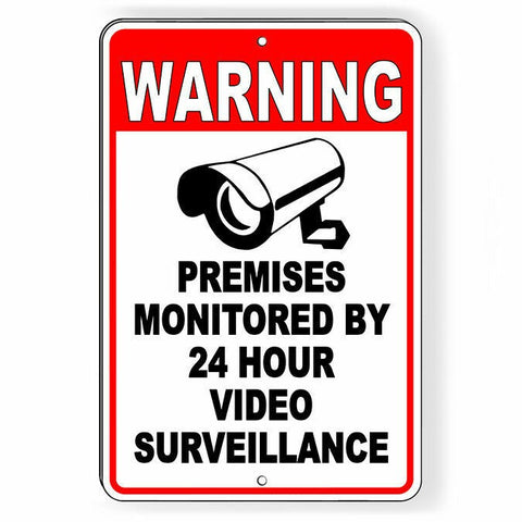 Warning Monitored Video Surveillance 24hr Security Camera Metal Sign S31