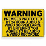 Warning Premises Under 24 Hr Audio Video Surveillance Sign / Decal   S51 /