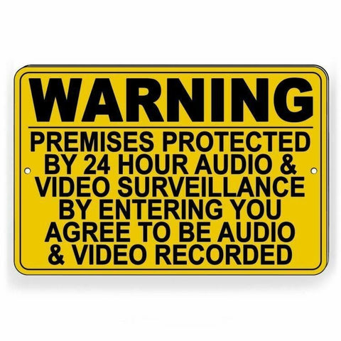 Warning Premises Under 24 Hr Audio Video Surveillance Sign / Decal   S51 /