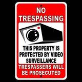 No Trespassing This Property Protected By Video Surveillance Sign / Decal NT001