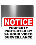 Warning Property Protected By 24 Hour Video Surveillance Sign / Decal  Security