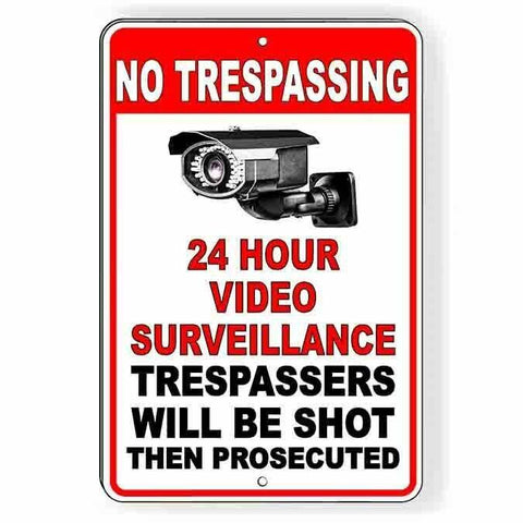 No trespassing video surveillance trespassers shot Sign / Decal   /  s070 /