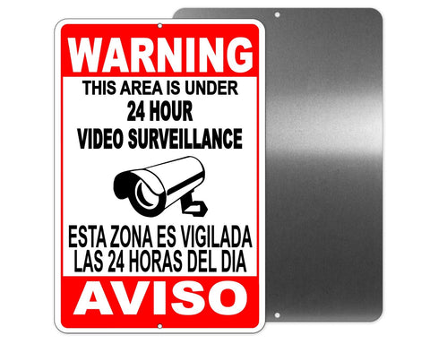 CCTV Warning Security Audio Video Surveillance Camera Sign English/Spanish SS004