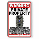 Private property trail camera recorded video surveillance sign / decal   /