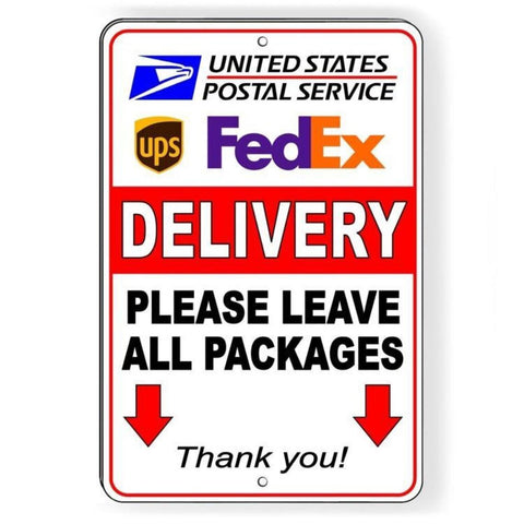 Delivery Leave All Packages Arrows Pointing Down Sign Metal Decal or Magnetic Si074