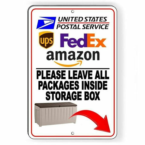 Please Leave All Packages Inside Storage Box Sign / Decal Deliveries Si127 / Magnetic Sign