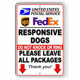 Responsive Dogs Do Not Knock Or Ring Leave All Packages Sign / Decal     Si036 / Magnetic Sign