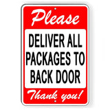 Please Deliver All Packages To Back Door Sign / Decal   /  Delivery Si189 / Magnetic Sign