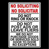 No Soliciting No Solicitar Do Not Ring Knock No Sales People Sign / Decal   /  Ms036 / Magnetic Sign