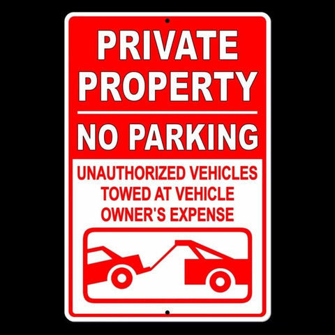 Private Property No Parking Violators Towed At Owners Expense Sign / Decal   /  Spp006 / Magnetic Sign