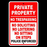 Private Property No Trespassing Loitering Police Will Be Called Metal Sign/ Magnetic Sign / Decal   /  Spp09