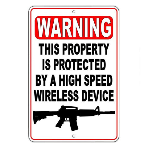 Warning This Property Protected By A Wireless Device Sign / Decal   /  Security Ssg016 / Magnetic Sign
