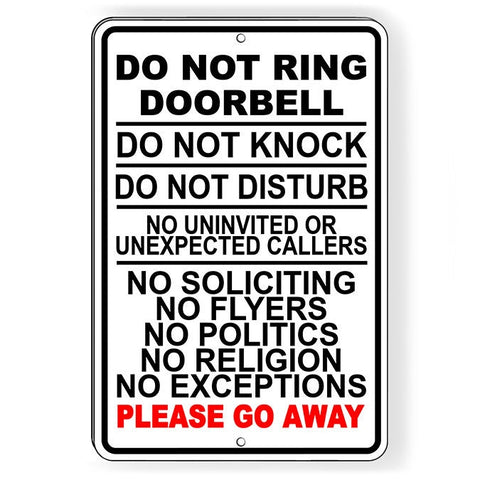 Do Not Ring Doorbell Do Not Knock Do Not Disturb No Soliciting Go Away  Sign / Decal   /  Si159 / Magnetic Sign