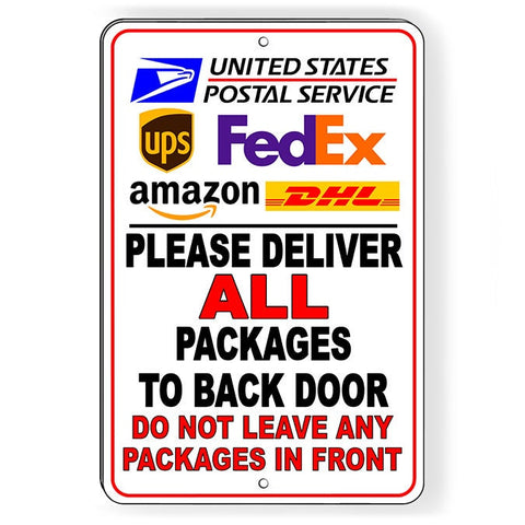 Deliver Packages To Back Door Do Not Leave In Front Sign/ Magnetic Sign / Decal   /  Si161