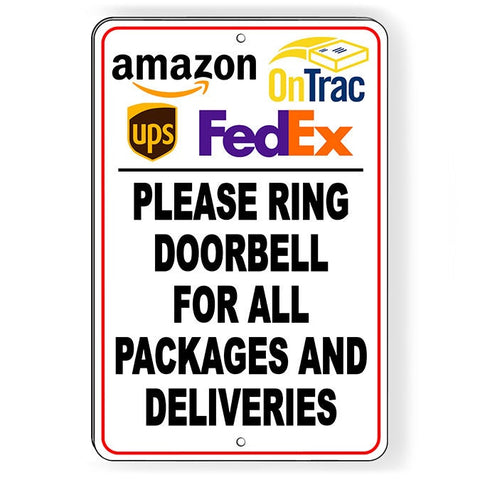 Ontrac Ring Doorbell For Packages And Deliveries Sign/ Magnetic Sign / Decal   /  Si175 Delivery Instructions