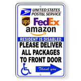 Resident Disabled Deliver Packages To Front Arrow Right Sign / Decal   /  Si182 / Magnetic Sign