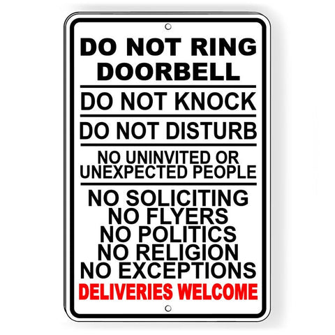 Do Not Ring Doorbell Do Not Knock Do Not Disturb Deliveries Welcome Sign / Decal   /  Si187 / Magnetic Sign