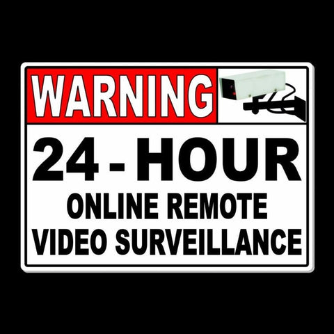 Warning 24 Hour Online Remote Video Surveillance Metal Sign/ Magnetic Sign / Decal   /  Security Cctv Ms017