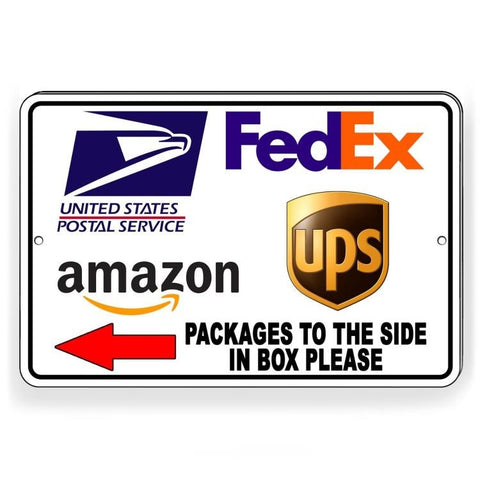 Packages To The Side In Box Please Arrow Left Sign / Decal   /  Delivery Ms051 / Magnetic Sign