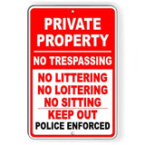 Private Property No Trespassing Loitering Police Will Be Called Sign / Decal   /  Spp11 / Magnetic Sign