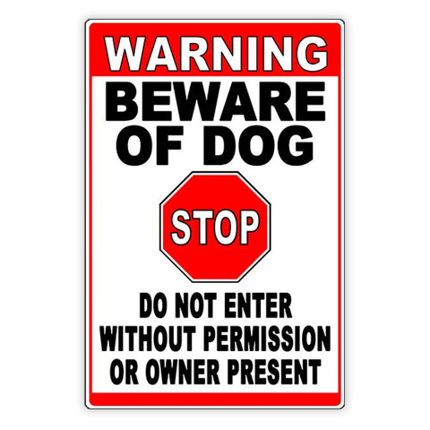 Beware Of Dog Stop Do Not Enter Without Permission Sign / Magnetic Sign / Decal  Security Beware Attack Warning Caution Sign Bd61