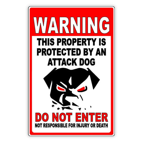 Beware Of Dog Property Protected By Attack Dog Do Not Enter Sign / Decal  Security Beware Attack Warning Caution Sbd026