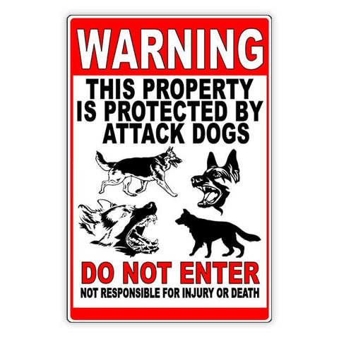 Beware Of Dog Metal Sign - Aluminum Decal 6 Sizes Warning Security SBD056