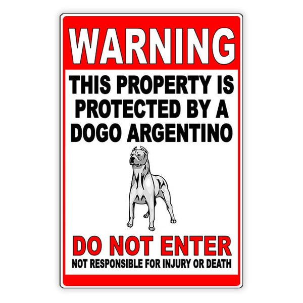 Warnschild DOGO Argentino – Alu Schild 30,5x20 Cm, Metall Hundewarnung DAO 09 T6