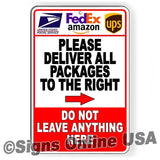 Deliver Packages To Right Do Not Leave Anything Here Arrow Right Sign/ Magnetic Sign / Decal  Usps Delivery Instructions Si364